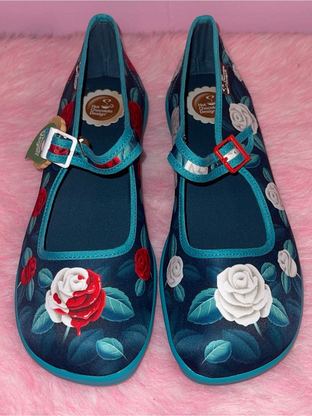 RARE Hot chocolate Design Alice In Wonderland flats Lolita Goth 8 Victorian